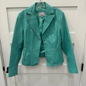 Wilson Leather Vintage Jacket, Teal Blue, Size Small